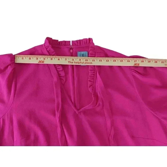 CeCe Womens A Line Dress Garden Rose Ruffle Mini Short Sleeve VNeck Back Zip 3X - Picture 6 of 13
